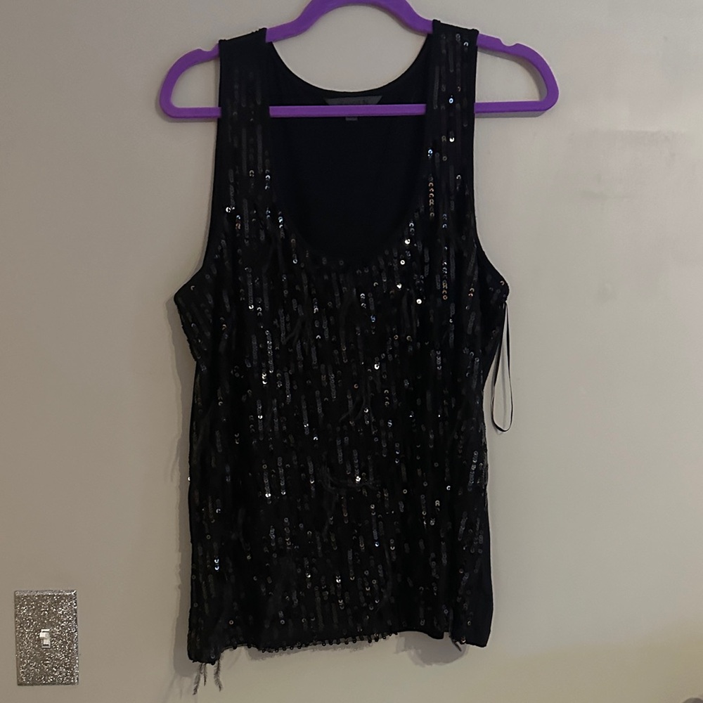 💟 Elegant Black Sequin Tank Top